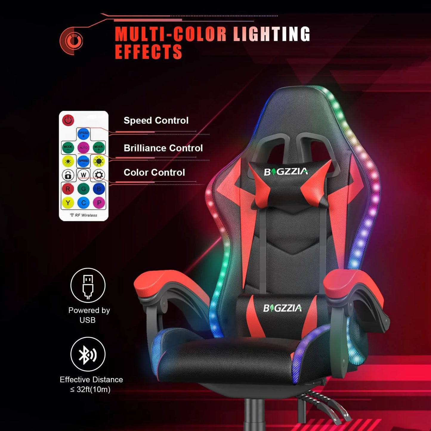 BlazeMode™ RGB Gaming Throne – LED Lights, Reclining Comfort, Pro-Level Support