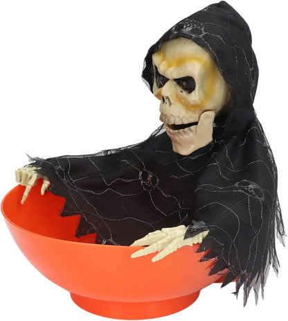 Halloween Candy Dish Haunted House Decoration Glow Motion Sensor Electric Tray Scary Prank Props Spooky Fun Party Decoration