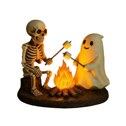 Haunted Glow Skeleton Bonfire Lamp – Flickering Halloween Ghost Light Decor for Living Room, Mantel & Nightstands