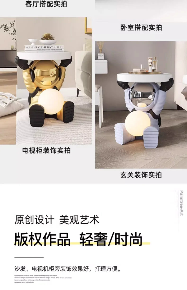 Astronaut Floor Coffee Table Home Accessories Nightstand Smart Furniture Sofa Beside Ornament Children's Room Decorative Lamps