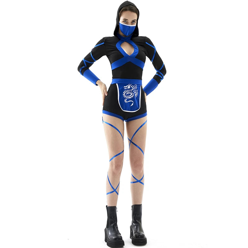 Shadow Slayer Ninja Set – Sexy Red or Blue Cosplay Jumpsuit with Belt Detail