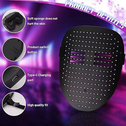 ✨ Cyber Glow LED Mask – Motion Sensing Light-Up Face Transform Mask for Halloween & Parties