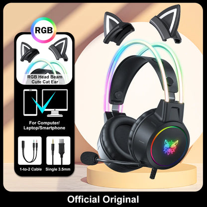 🎧 GalaxyGlow RGB Gaming Headset – LED Mic Headphones for PS5, Xbox, PC