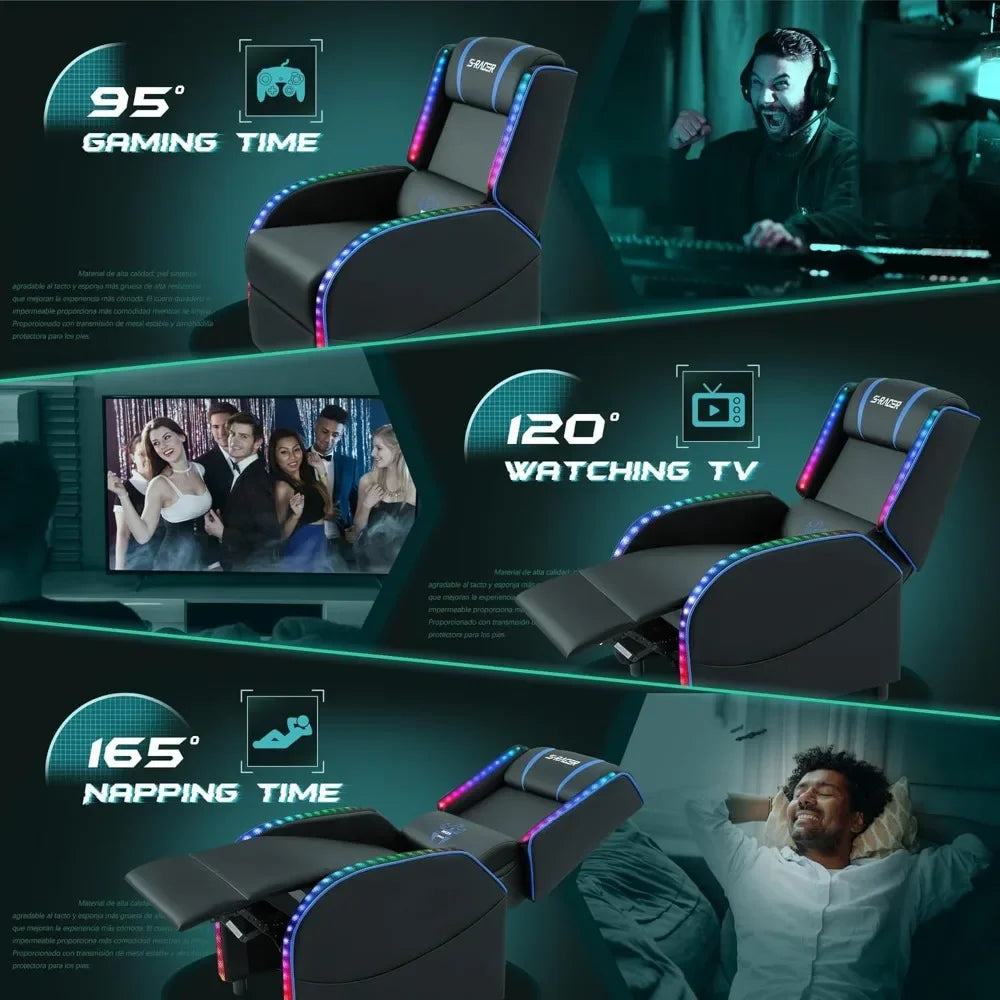 Ultimate LED Gaming Massage Recliner – Comfort Meets Style for Gamers & Home Theater Lovers!