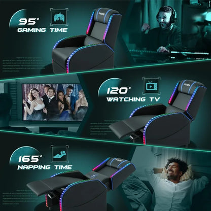 Ultimate LED Gaming Massage Recliner – Comfort Meets Style for Gamers & Home Theater Lovers!