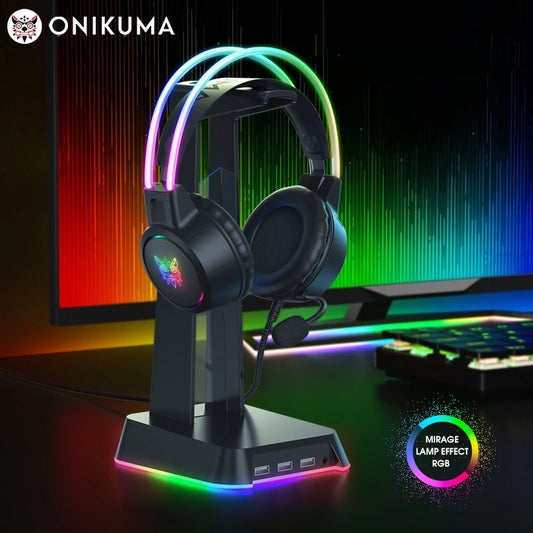 🎧 GalaxyGlow RGB Gaming Headset – LED Mic Headphones for PS5, Xbox, PC