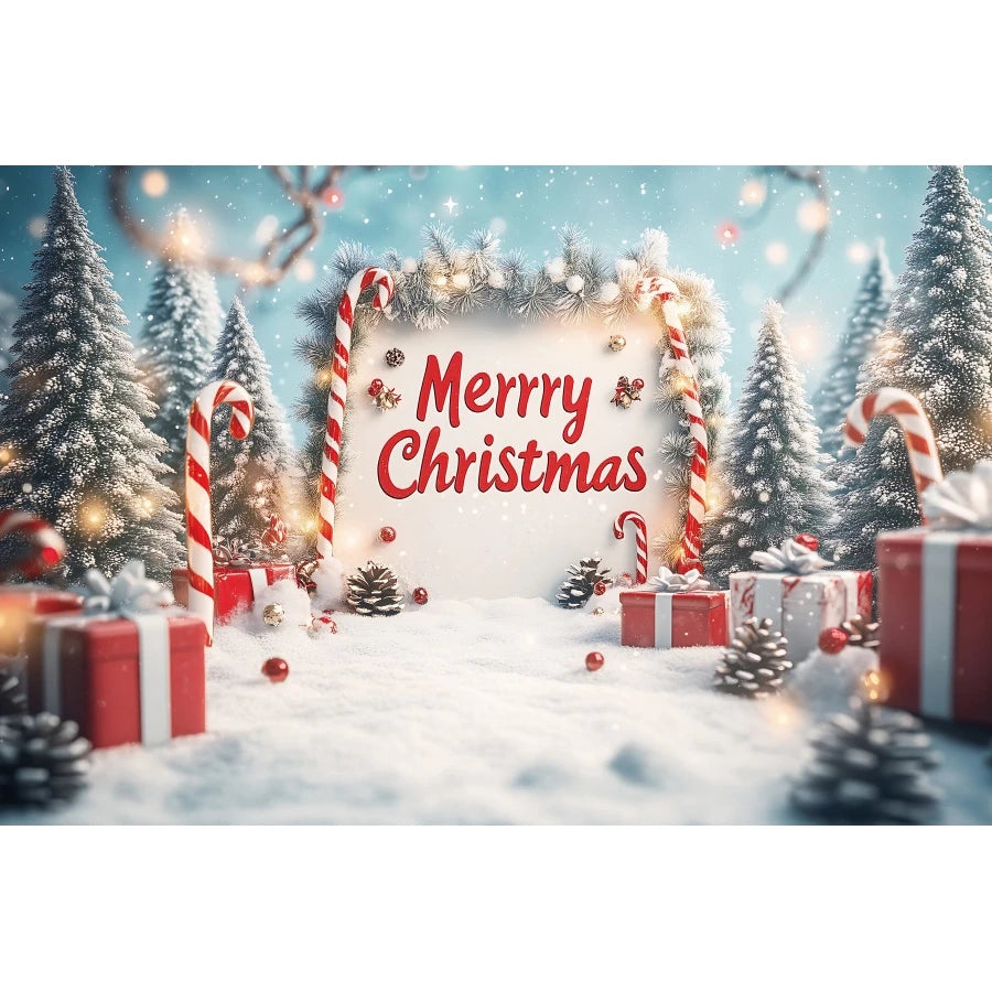 Holiday Arch Christmas Photography Backdrop – Red & Gold Festive Scene