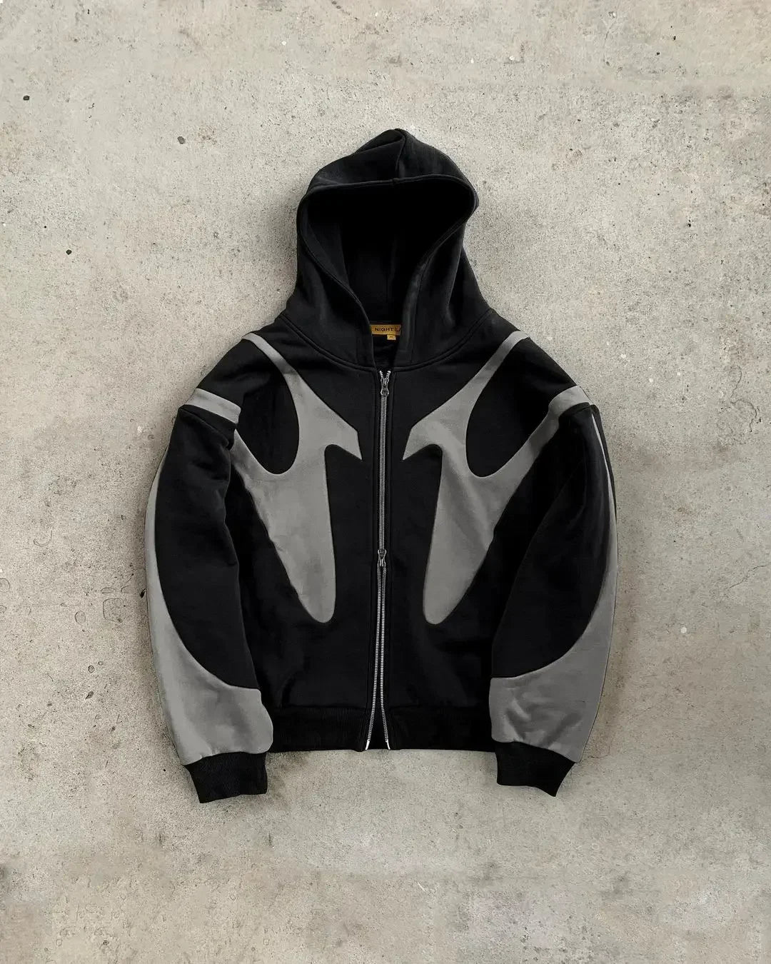 Flash Diamond Drip: Y2K Oversized Gothic Zip Hoodi