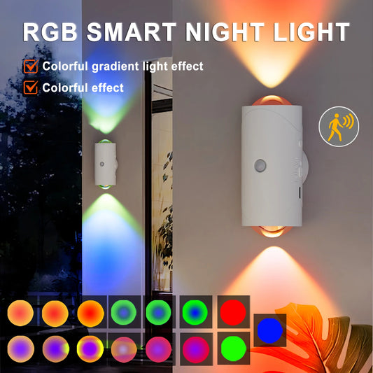 Smart Motion-Sensing LED Night Light – Rechargeable RGB Gradient & Magnetic Ambient Lamp for Home