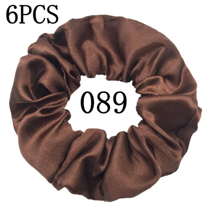 6-Pack Luxury Satin Scrunchies — Soft Silk-Like Hair Ties for Everyday Beauty & Self-Care