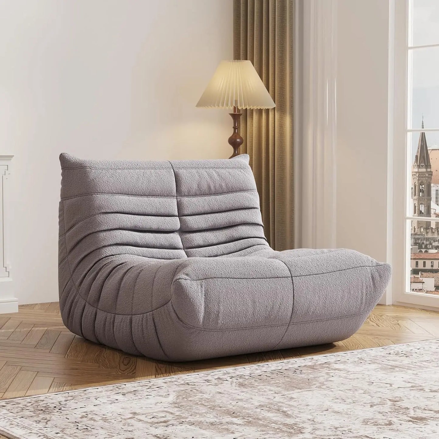 Bean Bag Chair, Fireside Chair, Large Bean Bag Chair for Adults, Bean Bag Chairs for Teens with High-Resilience Foam, Non-Slip