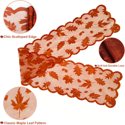 1PCS Thanksgiving Autumn Leaves Design Table Runner for Dinner Party Decoration - Premium Festive Tablecloth Maple Leaf Pattern