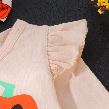 Little Pumpkin 3-Piece Baby Outfit – Long Sleeve Top, Pumpkin Pants & Bow Headband | Fall & Halloween Baby Set