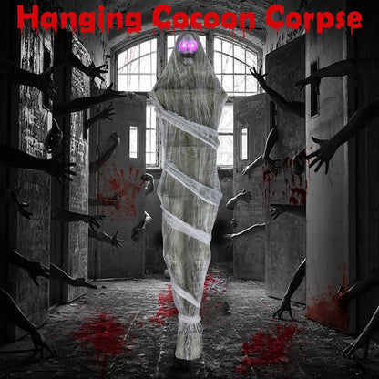 Halloween 72 Inch Life Size Hanging Creepy Cocoons Corpse Upside Down Ghost Scary Mummy Decoration Party Home Ornament Props New