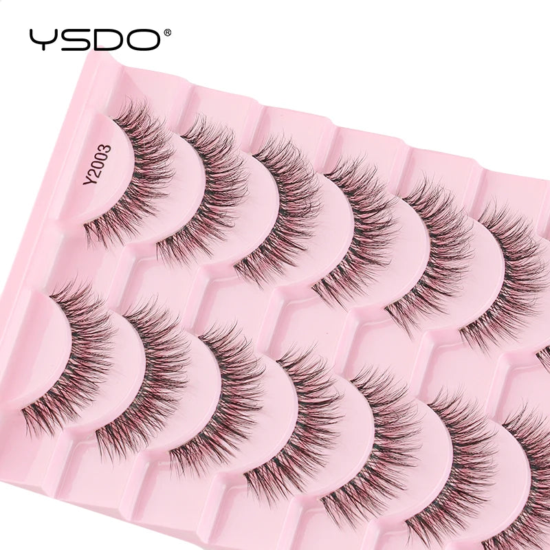 YSDO Half Lash Collection – 3 or 10 Pairs Natural Cat Eye 3D Faux Mink Lashes (Lightweight, Reusable, Soft Glam Finish)