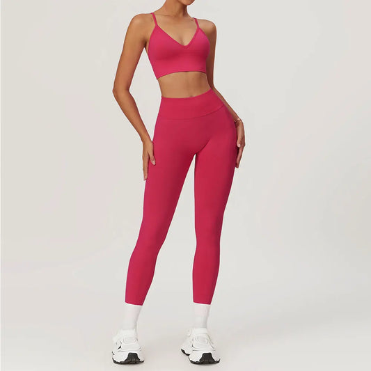 Fit & Fierce 2-Piece Yoga Set – Seamless Sports Bra & High-Waist Leggings for Maximum Comfort & Support