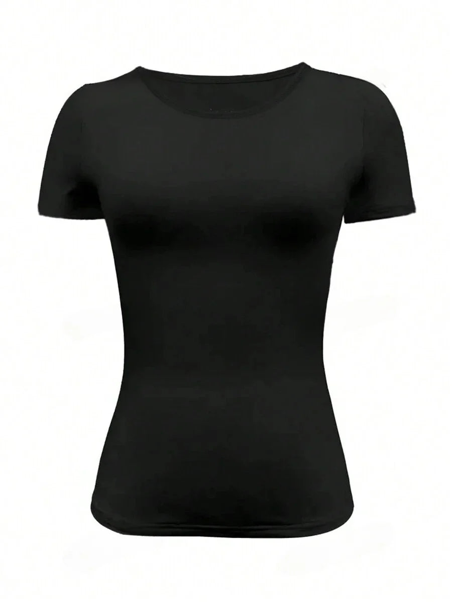 Y2K Women's Slim Fit Scoop Neck Crop Top - Trendy Summer Essential