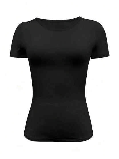 Y2K Women's Slim Fit Scoop Neck Crop Top - Trendy Summer Essential