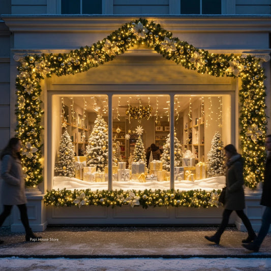 Christmas LED Rattan Garland Banner, 2.7M Artificial Xmas Tree Wreath for Home Fireplace Door Staircase Party Wall Decoration