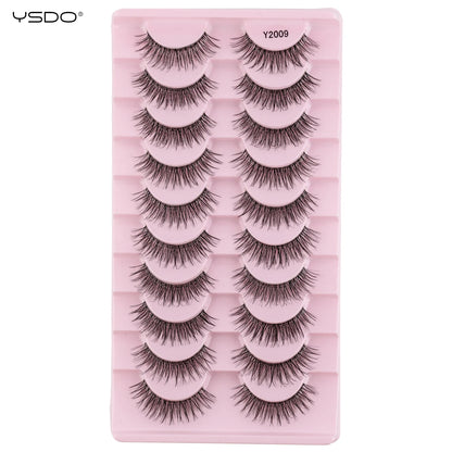 YSDO Half Lash Collection – 3 or 10 Pairs Natural Cat Eye 3D Faux Mink Lashes (Lightweight, Reusable, Soft Glam Finish)