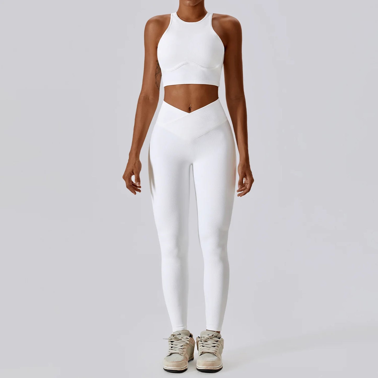 EmpowerFit 2-Piece Seamless Yoga Set: High-Waist Leggings & Push-Up Sports Bra