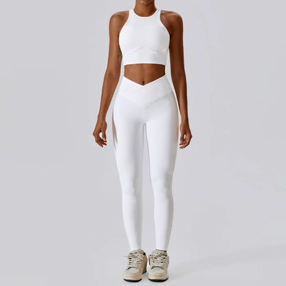 EmpowerFit 2-Piece Seamless Yoga Set: High-Waist Leggings & Push-Up Sports Bra