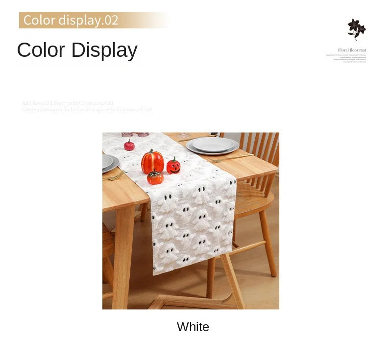 Luxury-Style Pumpkin Embroidered Black Eye-Ghost Embroidered Three-Dimensional Table Flag - Table Decoration for Parties