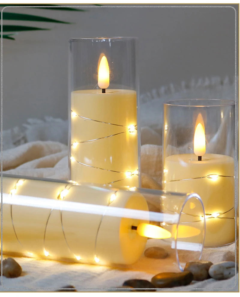 Autumn Glow Flameless LED Candle Set – Star String Lights for Cozy Fall Nights & Festive Décor