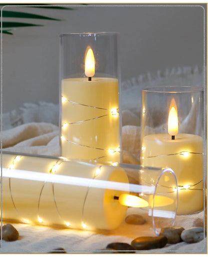 Autumn Glow Flameless LED Candle Set – Star String Lights for Cozy Fall Nights & Festive Décor