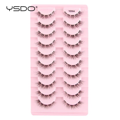YSDO Half Lash Collection – 3 or 10 Pairs Natural Cat Eye 3D Faux Mink Lashes (Lightweight, Reusable, Soft Glam Finish)