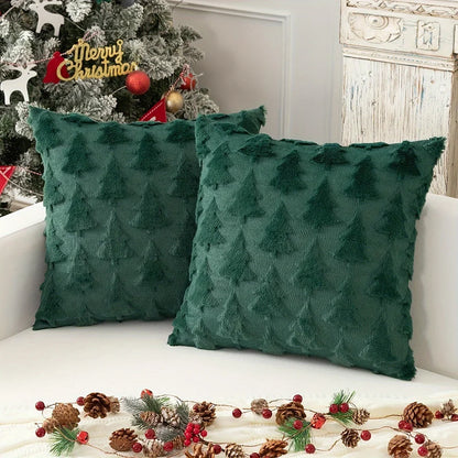 Runtow 45×45cm Christmas Tree Velvet Pillow Covers – Festive Holiday Cushion Decor