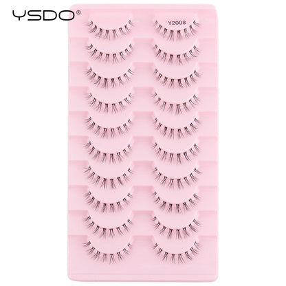 YSDO Half Lash Collection – 3 or 10 Pairs Natural Cat Eye 3D Faux Mink Lashes (Lightweight, Reusable, Soft Glam Finish)