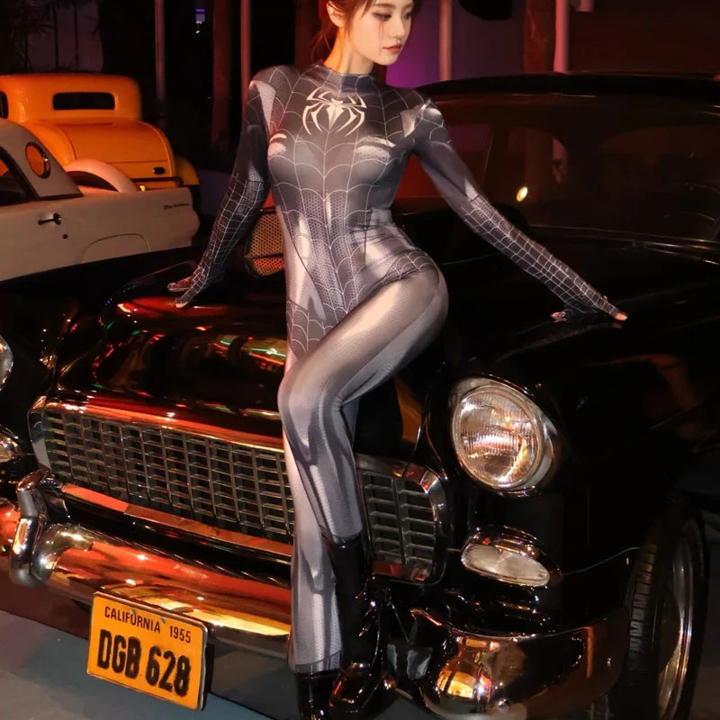 MJ Black & Red Spider Suit – Women’s Sexy Superhero Cosplay Jumpsuit (With Mask Option)