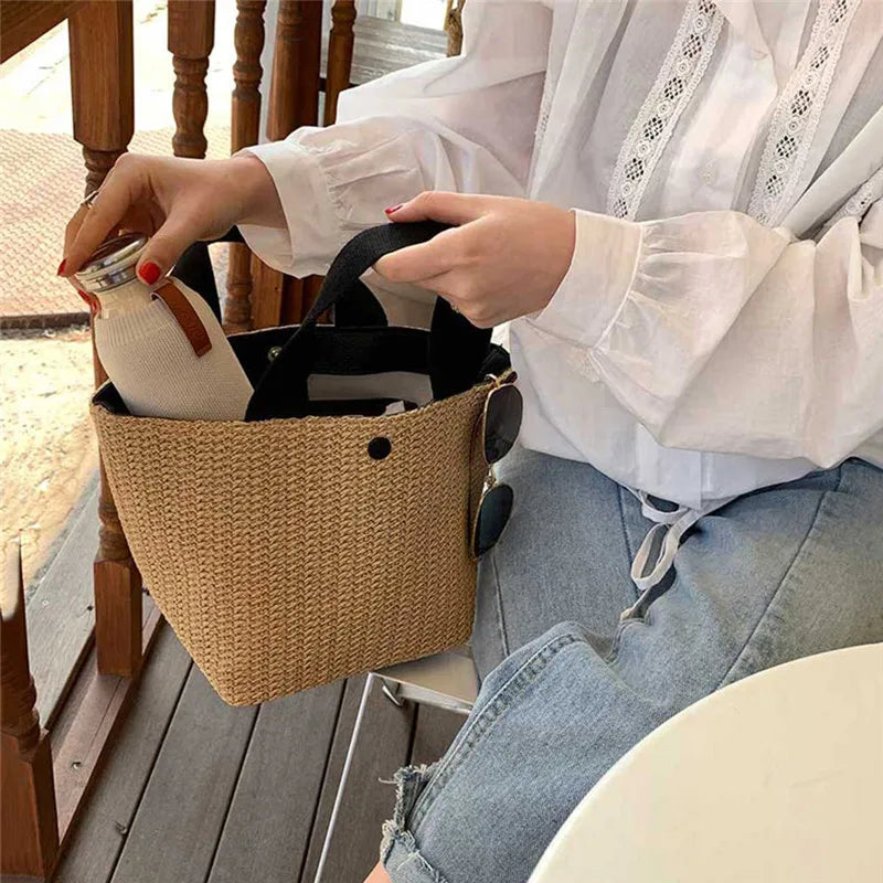 Coastal Woven Tote Bag – Summer Straw Shoulder Bag