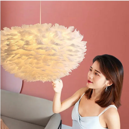 Autumn Aura Feather Chandelier – Nordic Pinecone Glow for Cozy Bedrooms & Chic Dining Spaces
