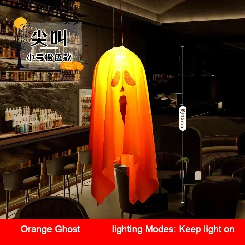 Halloween Party LED Glow Ghost Home Indoor Outdoor Decoration Supplies 2024 Haunted House Bar Hanging Horror Props with Lights
