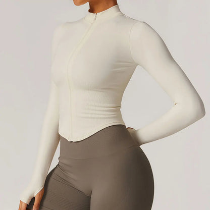 Flex Appeal Zip-Up Crop – Long Sleeve Sports Top