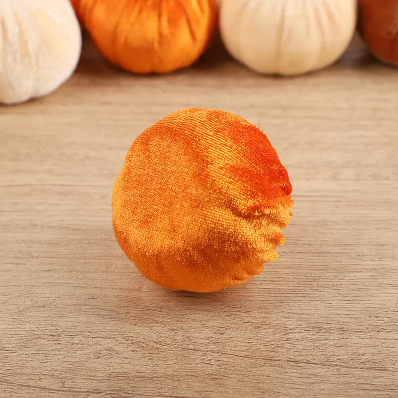 Cozy Flannel Pumpkin Set – 8/12pcs Soft Fabric Fall Decor for Autumn, Thanksgiving & Halloween Tables