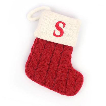 Cozy Knit Christmas Stocking – Mini Alphabet Hanging Boot Ornament