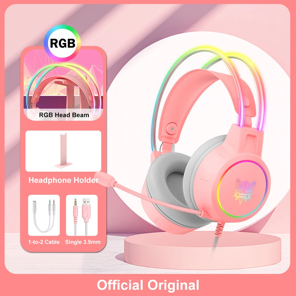 ONIKUMA X15 Pro RGB Gaming Headset – Surround Sound, Mic, & LED Lights for Immersive Play