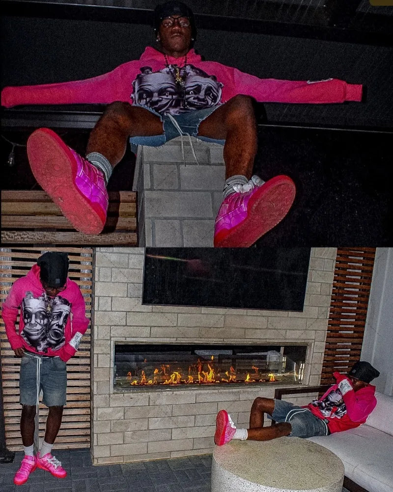 Urban Chaos Y2K Tracksuit – Hot Pink & Black Graphic Streetwear Set