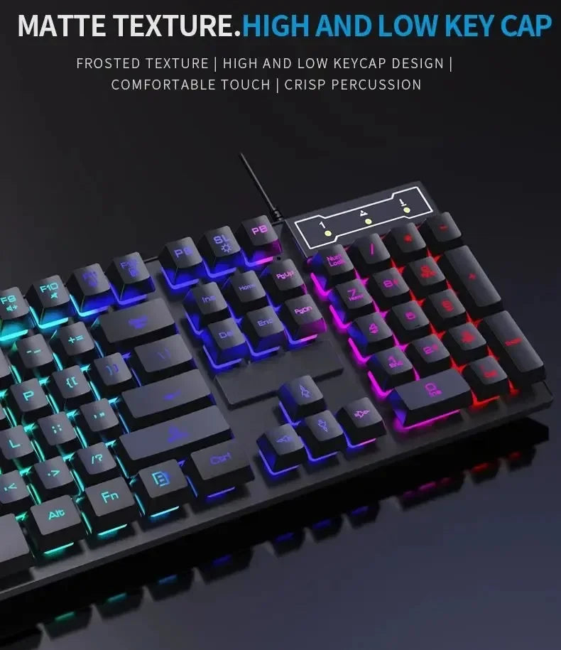 RGB Backlit Mechanical Gaming Keyboard & Mouse Set – Waterproof, Ultra-Responsive, and Built for Gamers & Workstations