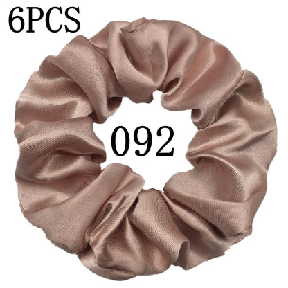 6-Pack Luxury Satin Scrunchies — Soft Silk-Like Hair Ties for Everyday Beauty & Self-Care