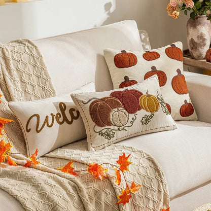 Cozy Luxe Fall Pillow Covers – Velvet Pumpkins, Autumn Embroidery & Seasonal Home Décor