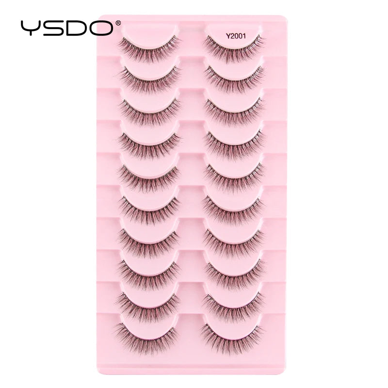 YSDO Half Lash Collection – 3 or 10 Pairs Natural Cat Eye 3D Faux Mink Lashes (Lightweight, Reusable, Soft Glam Finish)