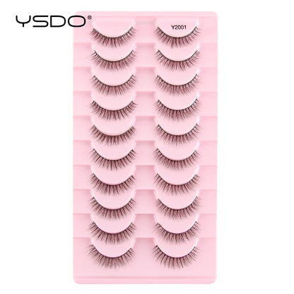YSDO Half Lash Collection – 3 or 10 Pairs Natural Cat Eye 3D Faux Mink Lashes (Lightweight, Reusable, Soft Glam Finish)