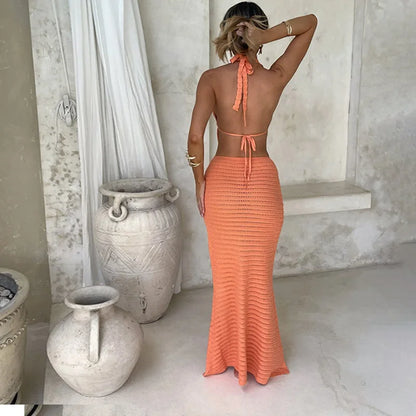 Peachy Glow Knit Cover-Up Dress