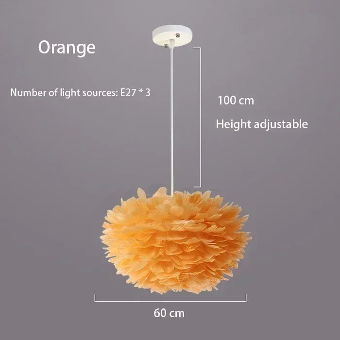 Autumn Aura Feather Chandelier – Nordic Pinecone Glow for Cozy Bedrooms & Chic Dining Spaces