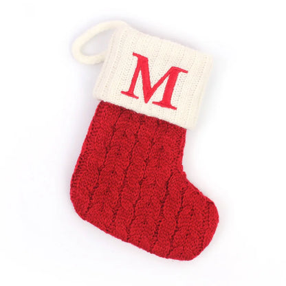 Cozy Knit Christmas Stocking – Mini Alphabet Hanging Boot Ornament