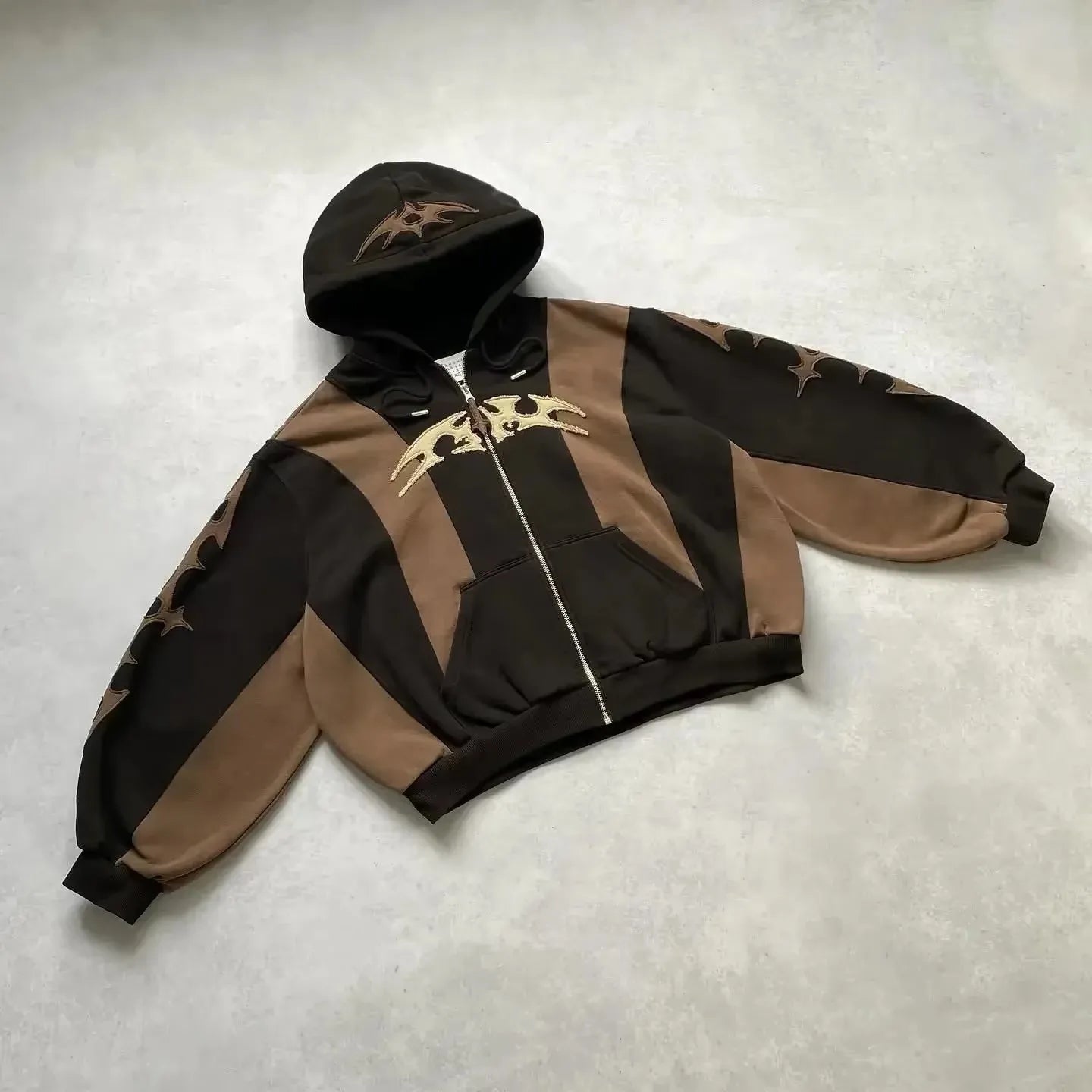 Flash Diamond Drip: Y2K Oversized Gothic Zip Hoodi